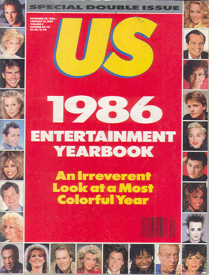 US WEEKLY magazine side cover Issue 40/41  Vol 3 #40/41 29 December 1986