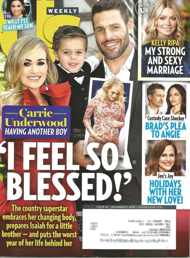 US WEEKLY magazine side cover 3 December 2018