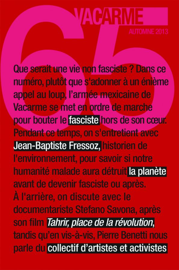 VACARME magazine side cover Issue 65 Autumn 2013