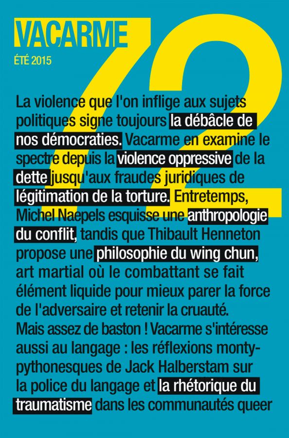 VACARME magazine side cover Issue 72 Summer 2015