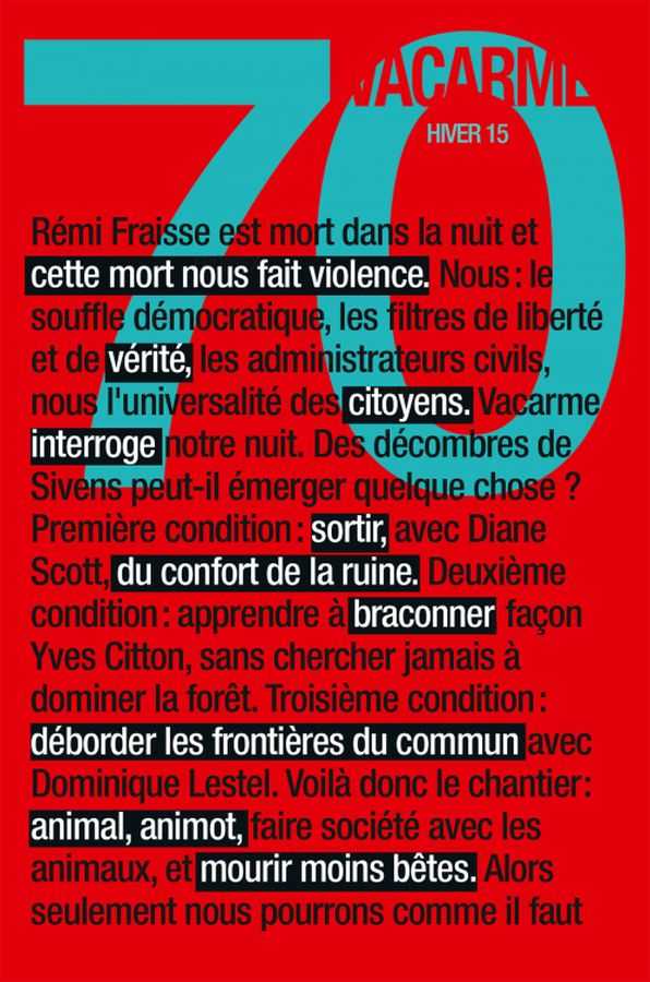 VACARME magazine side cover Issue 70 Winter 2014