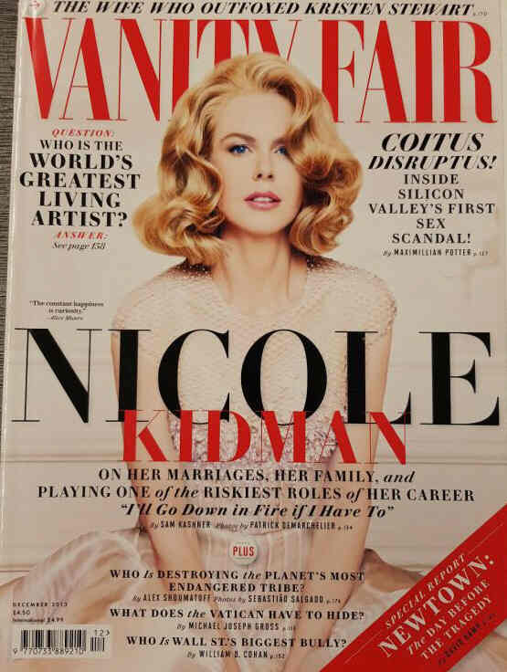 VANITY FAIR UK magazine side cover  December 2013