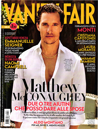 VANITY FAIR (Italy) magazine side cover Issue 34 29 August 2012