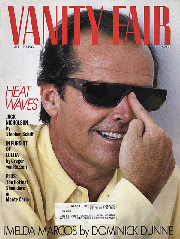 VANITY FAIR magazine side cover Issue 312  August 1986