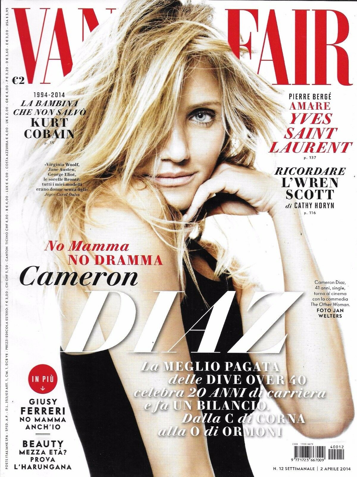 VANITY FAIR (Italy) magazine side cover Issue 12 2 April 2014