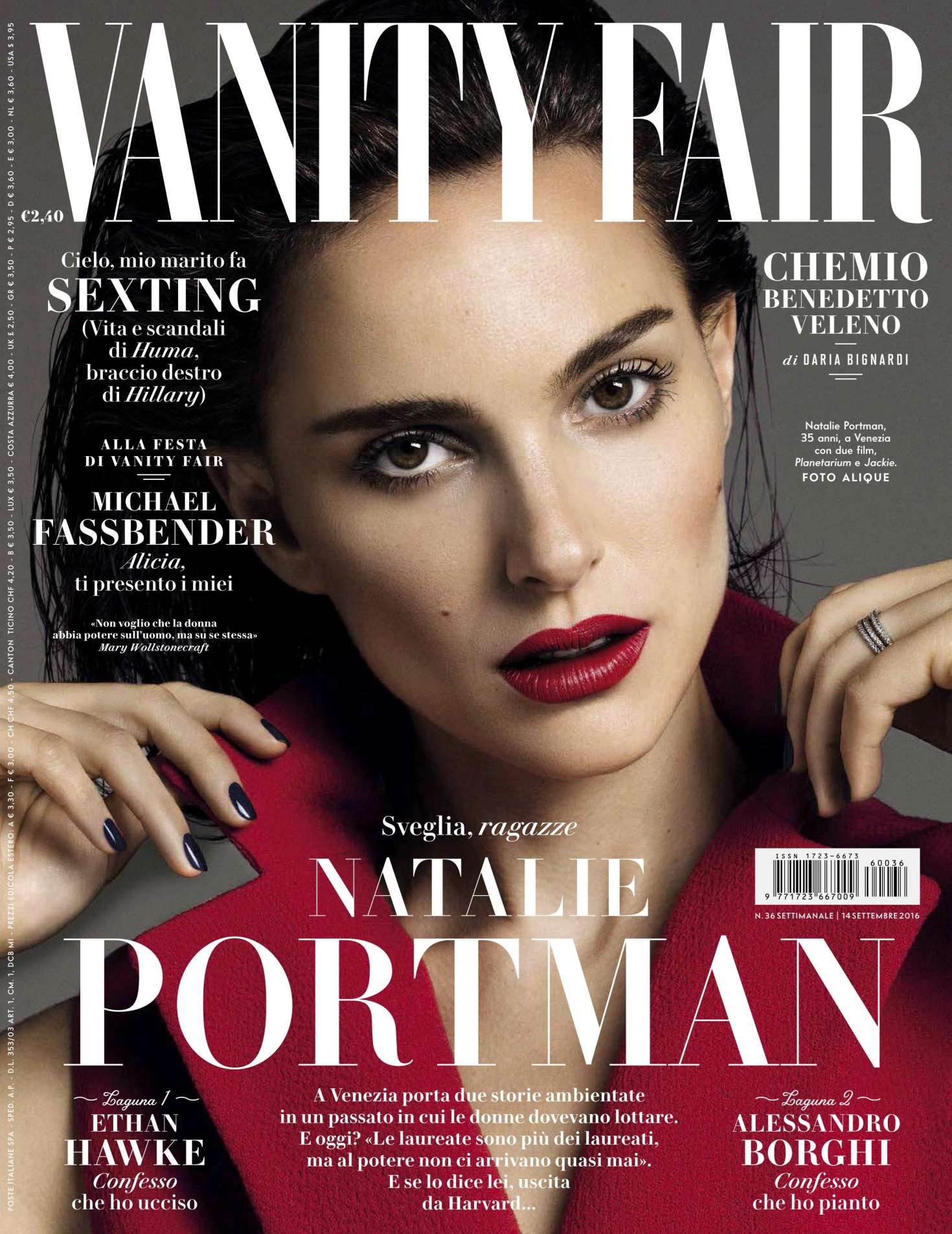 VANITY FAIR (Italy) magazine side cover Issue 36 14 September 2016