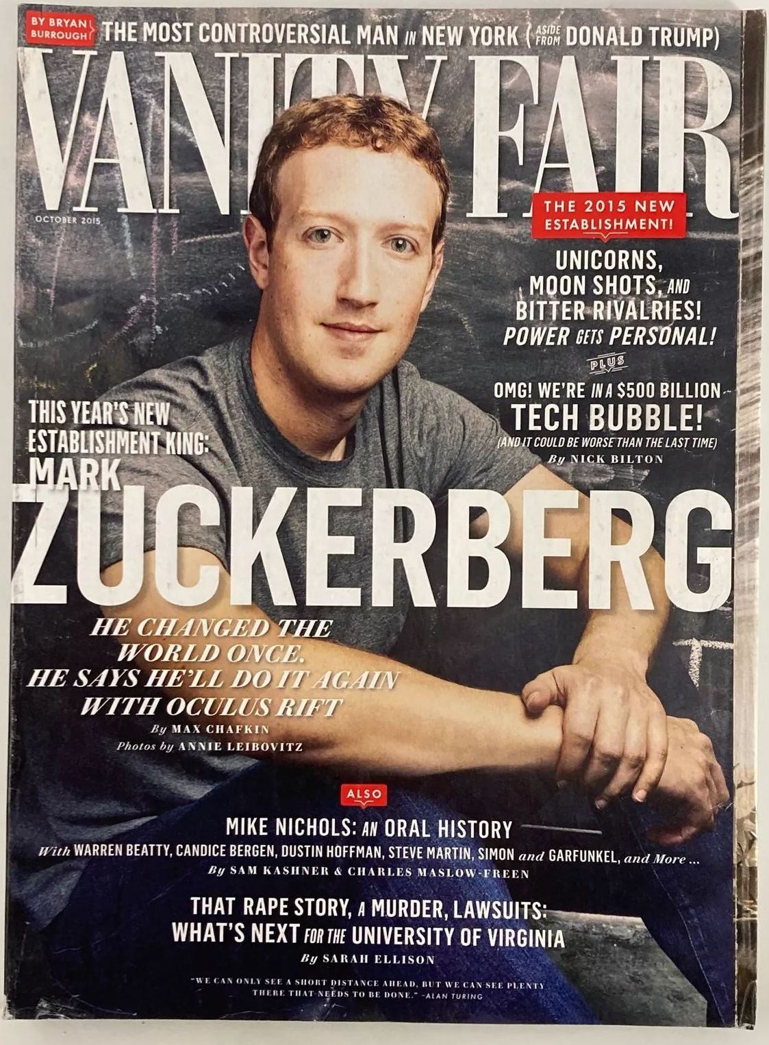 VANITY FAIR magazine side cover  October 2015