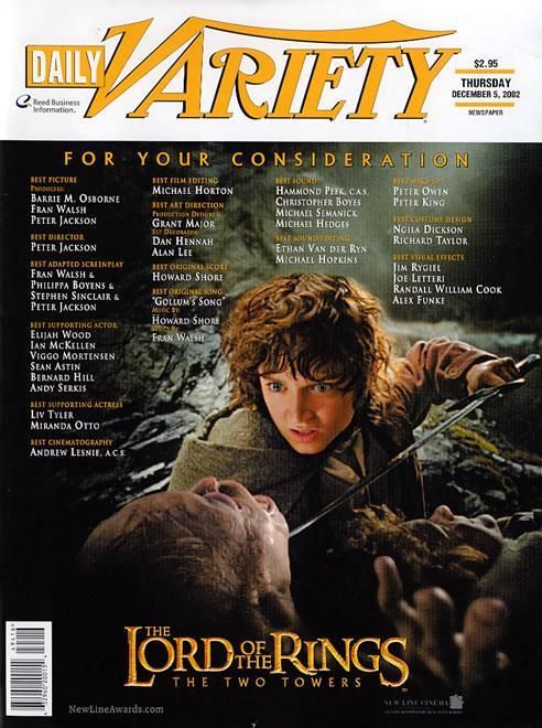 DAILY VARIETY magazine side cover 5 December 2002