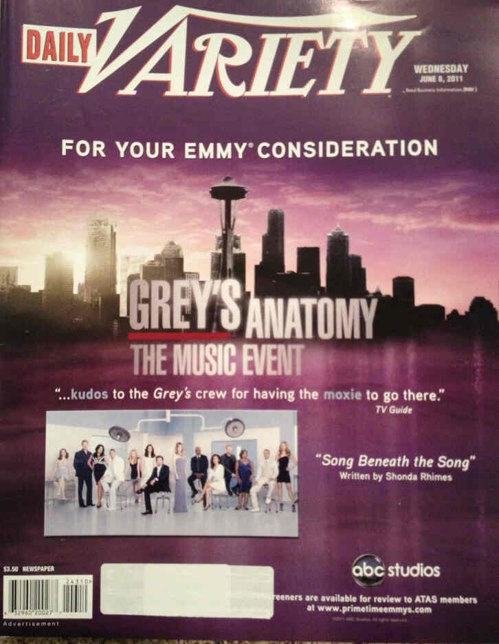 DAILY VARIETY magazine side cover 8 June 2011