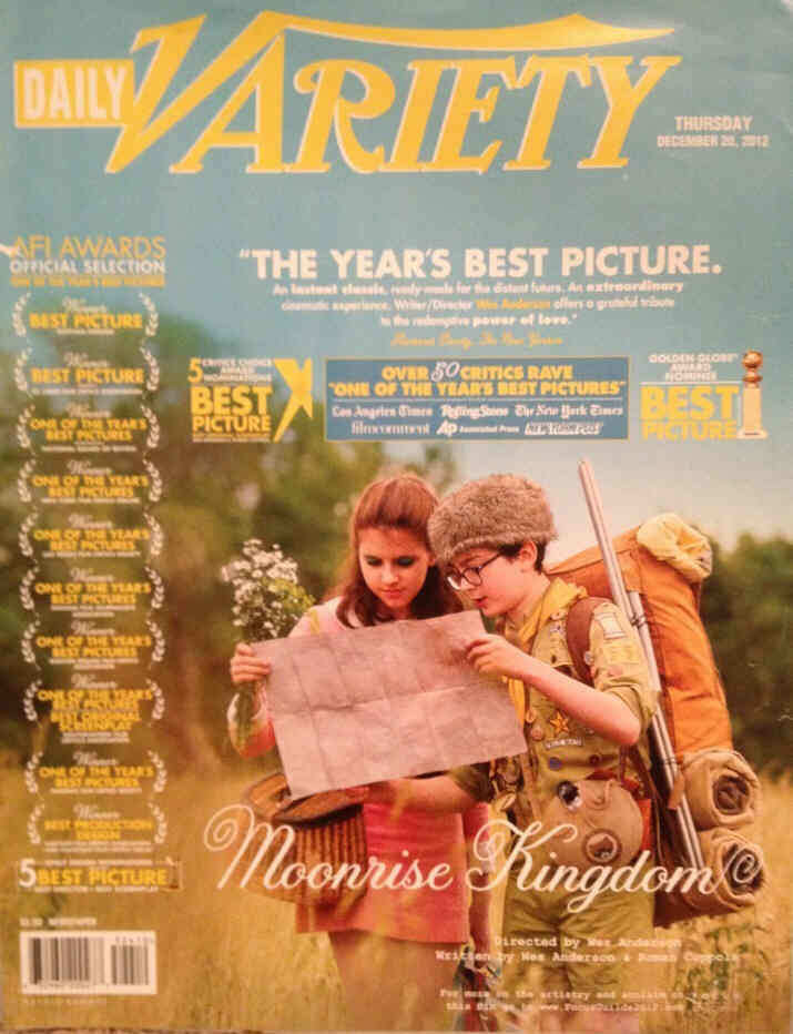 DAILY VARIETY magazine side cover 20 December 2012