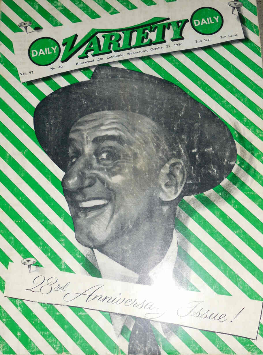 DAILY VARIETY magazine side cover 31 October 1956
