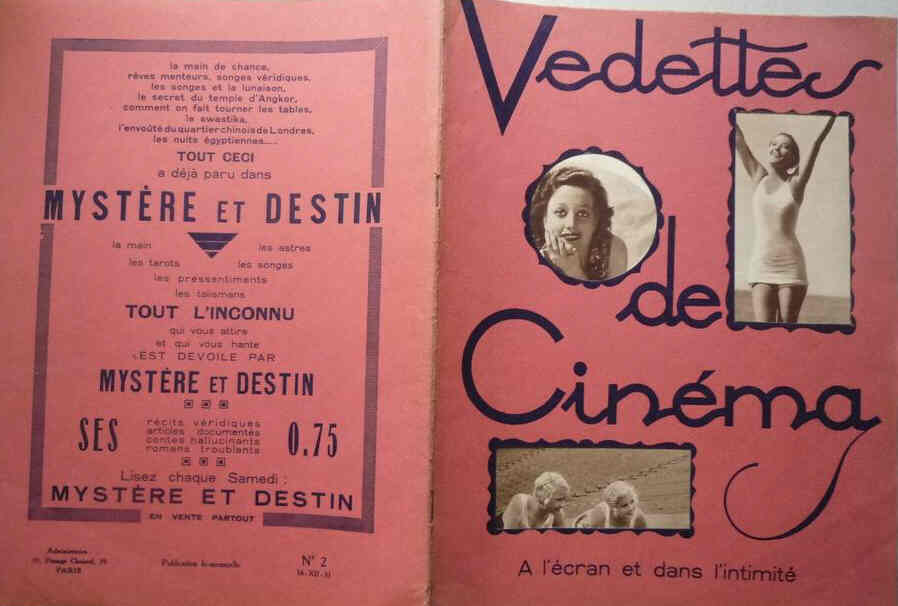 VEDETTES DE CINEMA magazine side cover Issue 2 16 December 1931