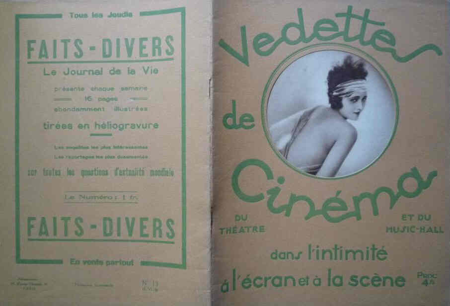 VEDETTES DE CINEMA magazine side cover Issue 13 15 June 1932