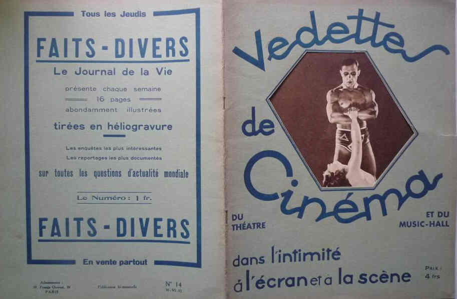 VEDETTES DE CINEMA magazine side cover Issue 14 30 June 1932