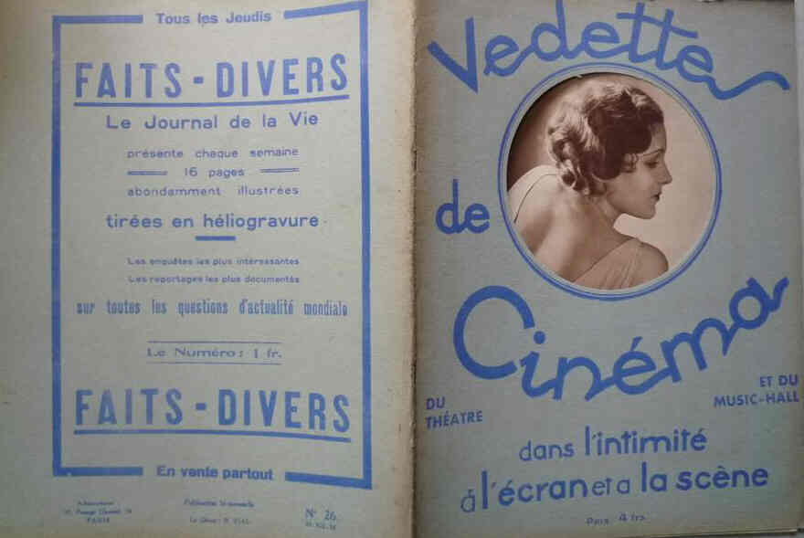 VEDETTES DE CINEMA magazine side cover Issue 26 30 December 1932