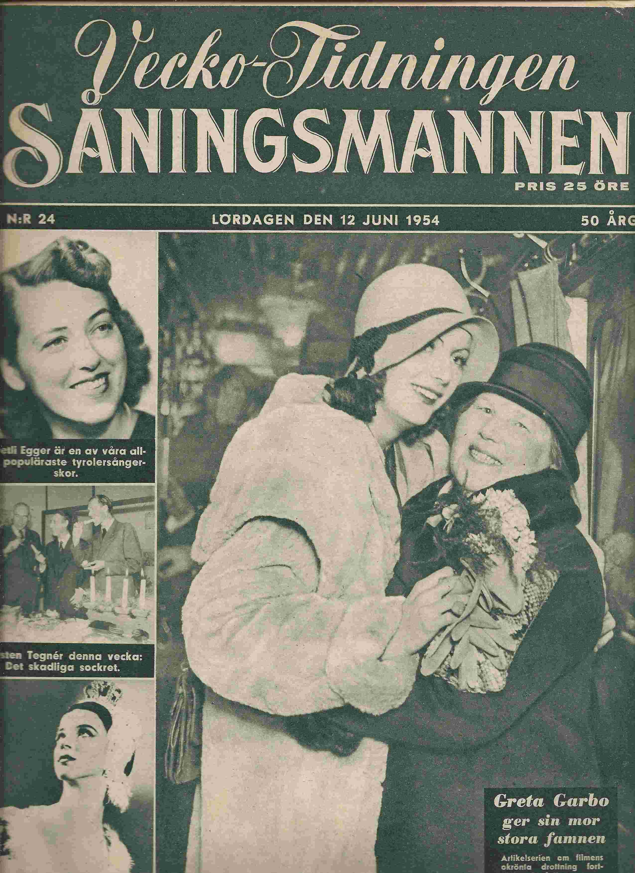 SANINGSMANNEN magazine cover Issue 24 12 June 1954