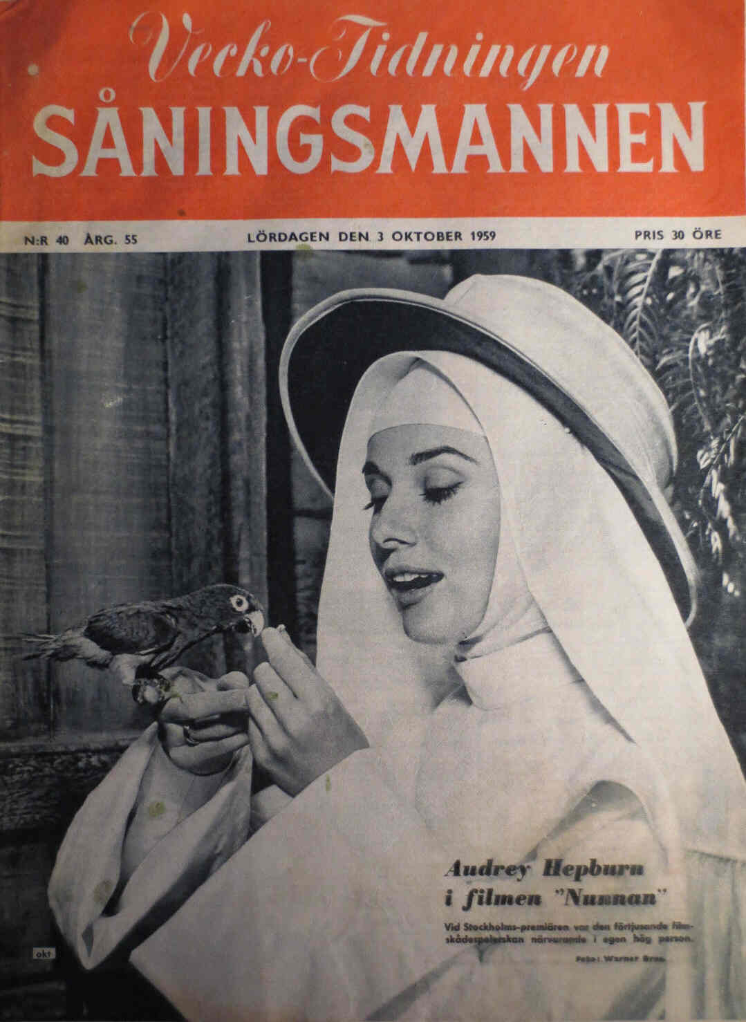 VECKO-TIDNINGEN SANINGSMANNEN magazine side cover Issue 40 3 October 1959