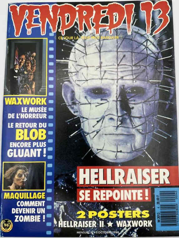 VENDREDI 13 magazine side cover Issue 4 October 1988