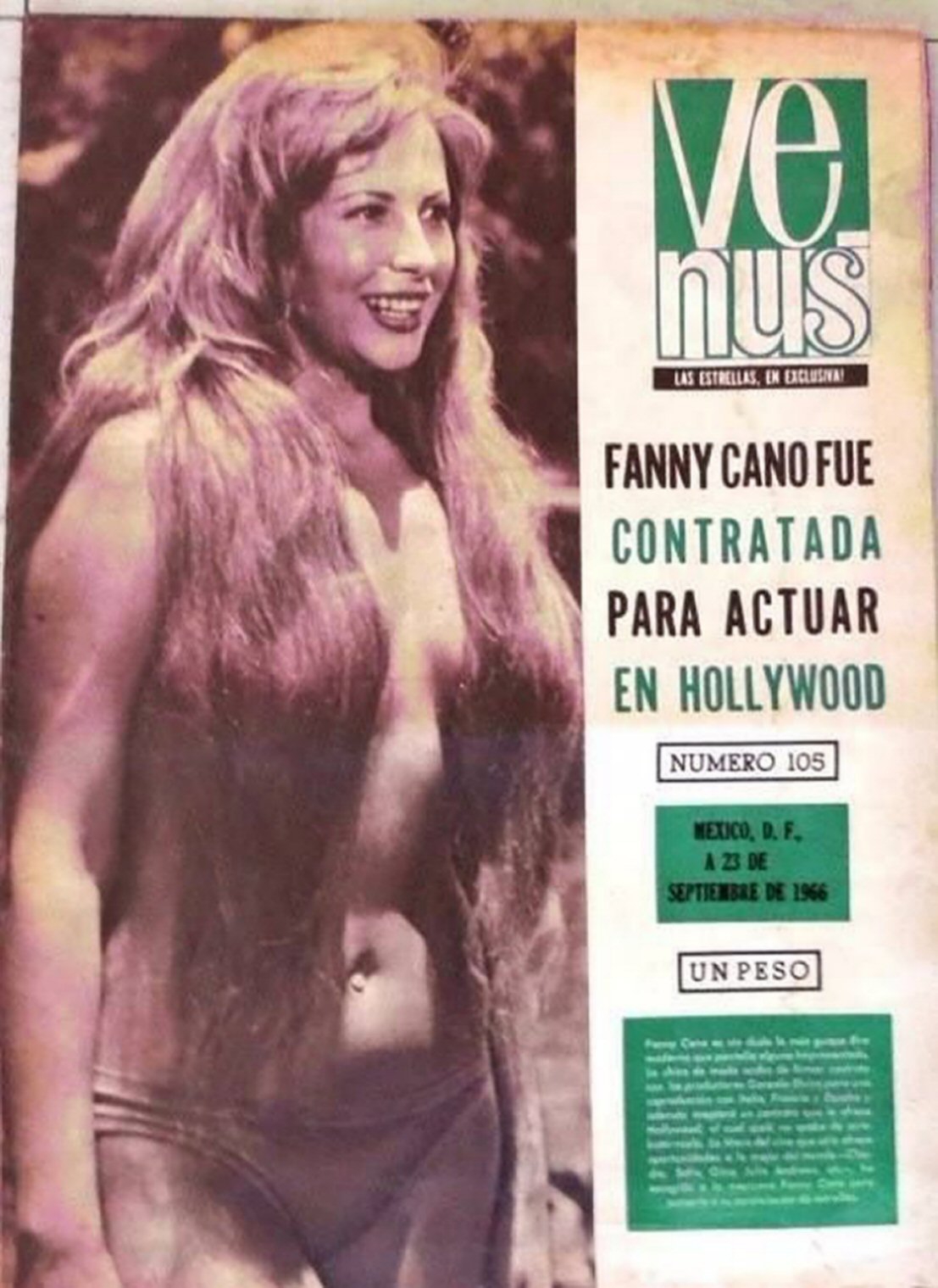 VENUS (Mexico) magazine side cover Issue 105 23 September 1966