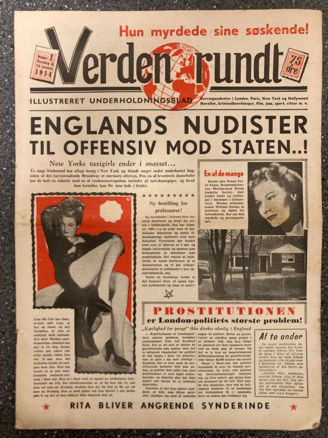 VERDEN RUNDT DENMARK magazine side cover Issue 1 14 January 1954