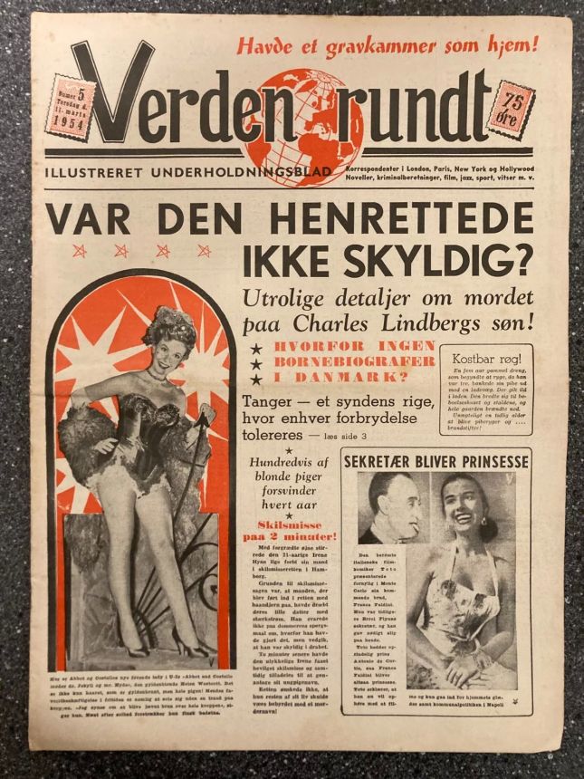 VERDEN RUNDT DENMARK magazine side cover Issue 5 11 March 1954