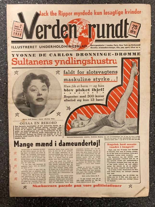 VERDEN RUNDT DENMARK magazine side cover Issue 7 8 April 1954