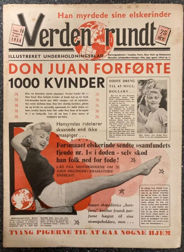 VERDEN RUNDT DENMARK magazine side cover Issue 14 15 July 1954