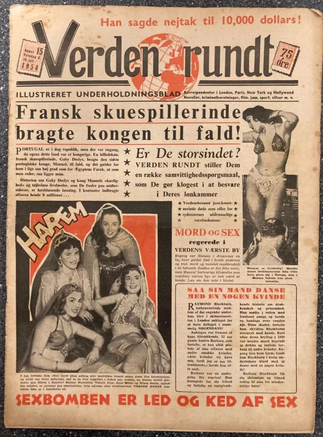 VERDEN RUNDT DENMARK magazine side cover Issue 15 29 July 1954