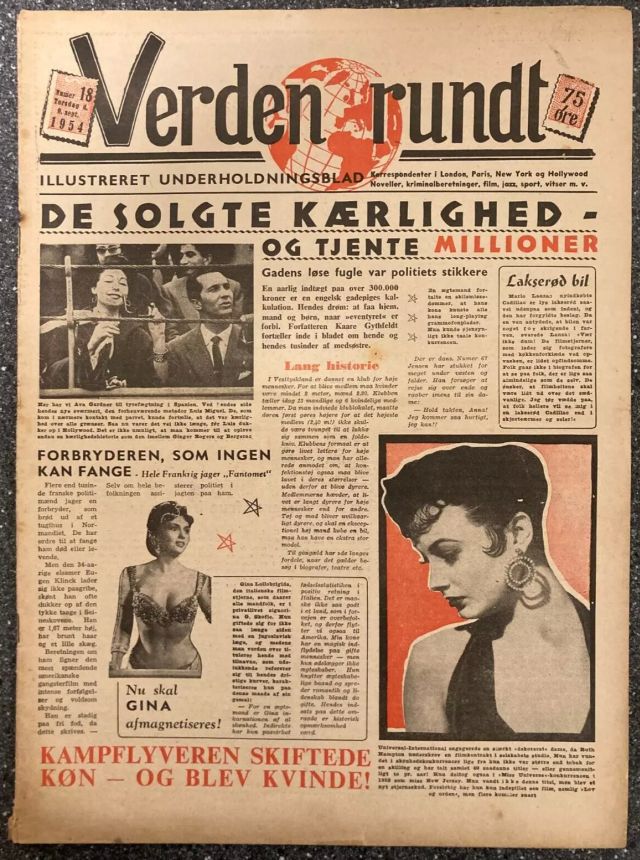 VERDEN RUNDT DENMARK magazine side cover Issue 18 9 September 1954