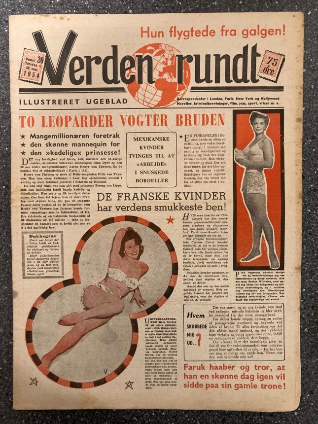 VERDEN RUNDT DENMARK magazine side cover Issue 20 30 September 1954