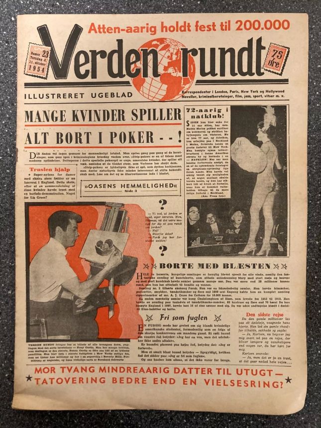 VERDEN RUNDT DENMARK magazine side cover Issue 23 21 October 1954
