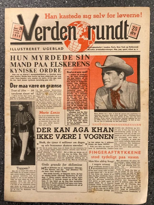 VERDEN RUNDT DENMARK magazine side cover Issue 26 11 November 1954