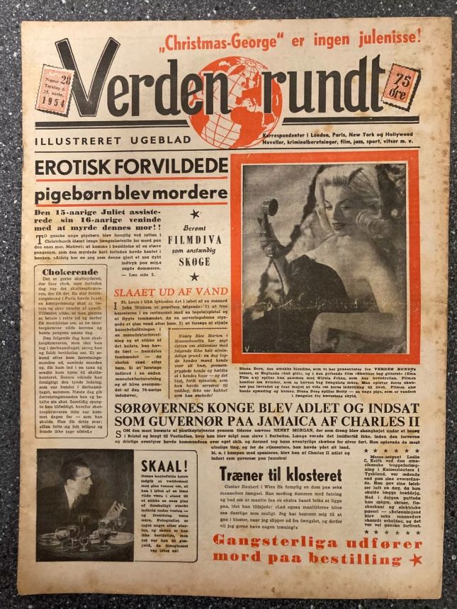 VERDEN RUNDT DENMARK magazine side cover Issue 28 25 November 1954