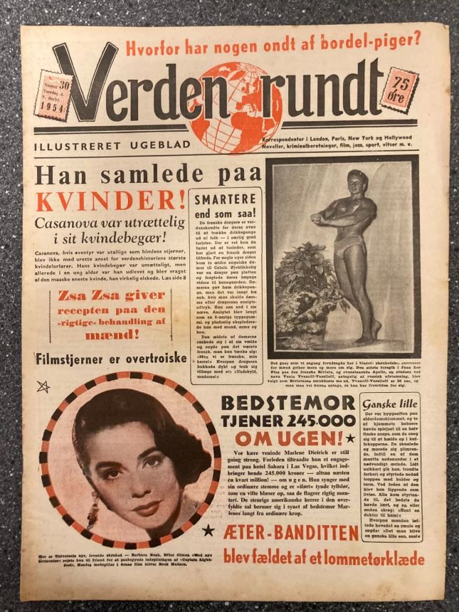 VERDEN RUNDT DENMARK magazine side cover Issue 30 9 December 1954