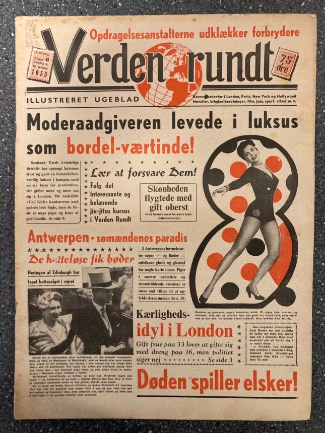 VERDEN RUNDT DENMARK magazine side cover Issue 6 10 February 1955