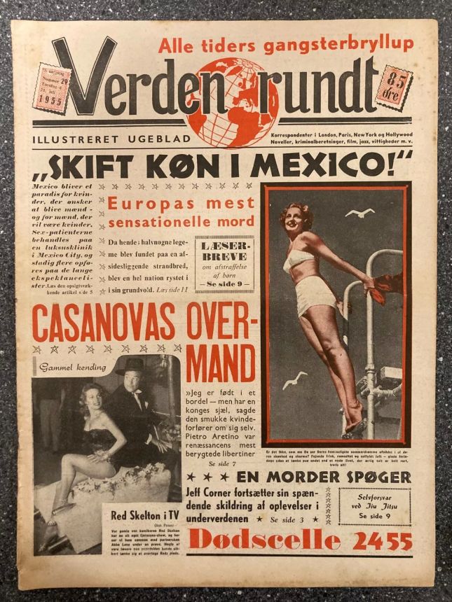 VERDEN RUNDT DENMARK magazine side cover Issue 29 21 July 1955