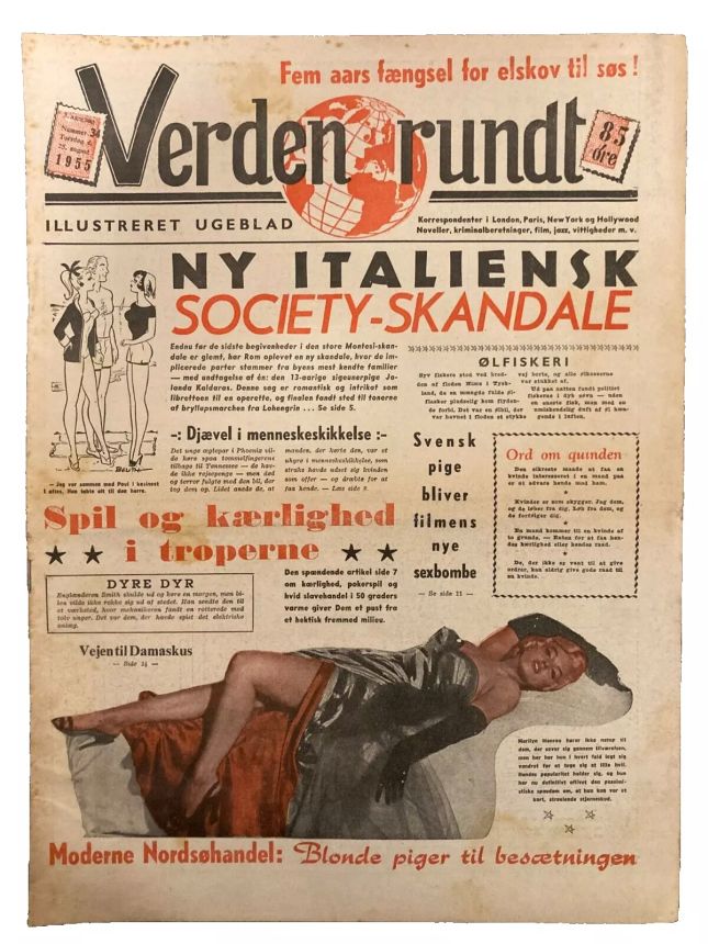 VERDEN RUNDT DENMARK magazine side cover Issue 34 25 August 1955