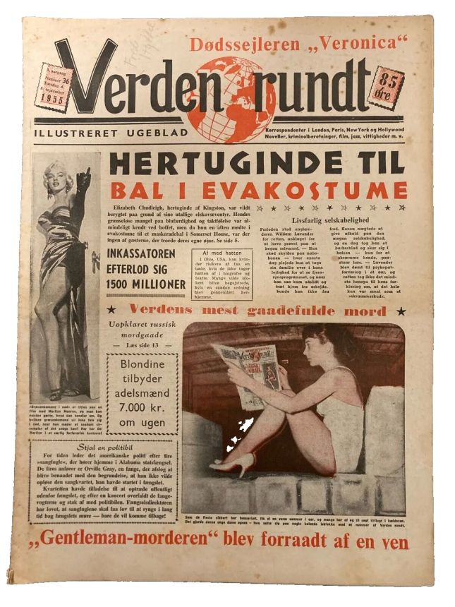 VERDEN RUNDT DENMARK magazine side cover Issue 36 8 September 1955