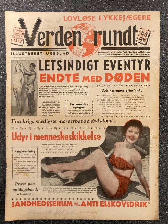 VERDEN RUNDT DENMARK magazine side cover Issue 38 22 September 1955