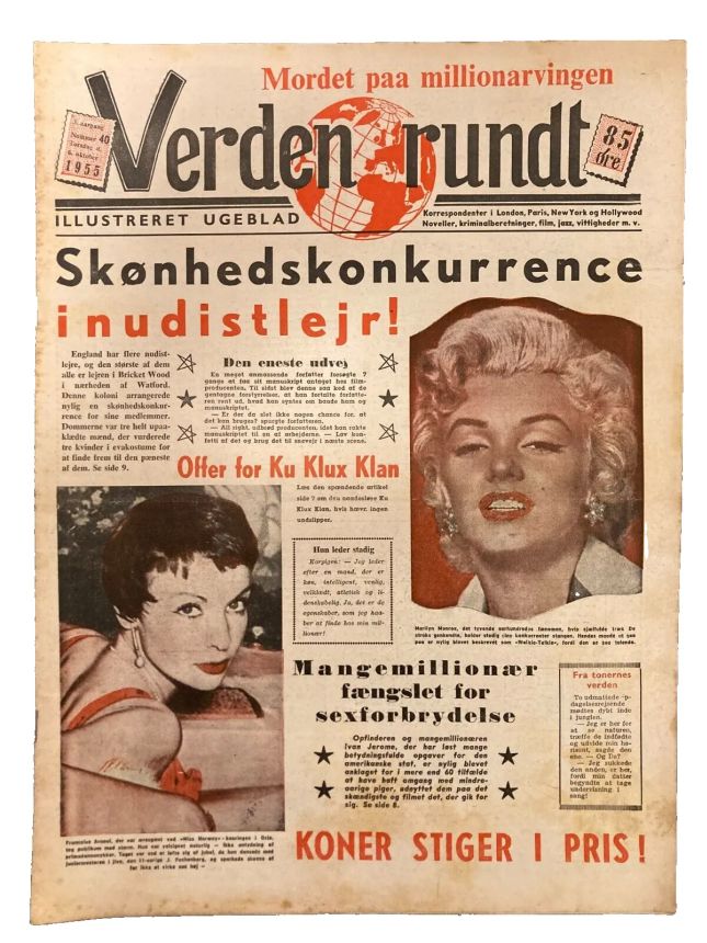 VERDEN RUNDT DENMARK magazine side cover Issue 40 6 October 1955