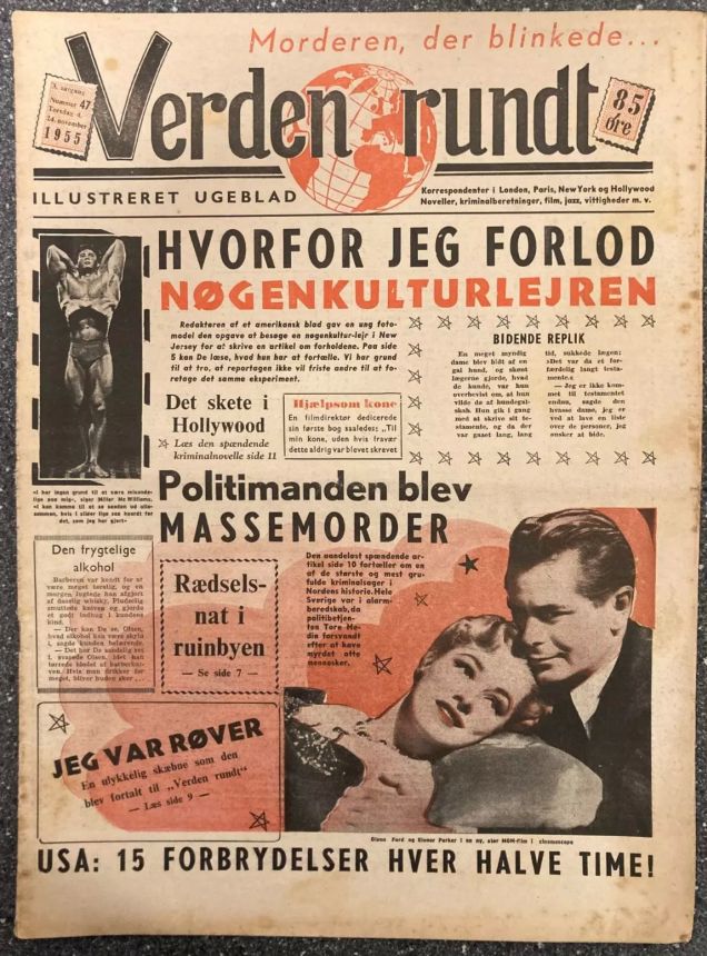 VERDEN RUNDT DENMARK magazine side cover Issue 47 24 November 1955