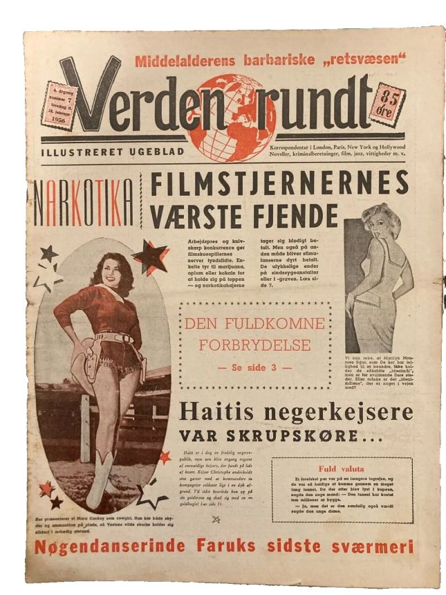VERDEN RUNDT DENMARK magazine side cover Issue 7 18 February 1956