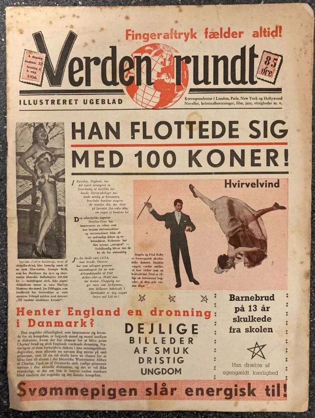 VERDEN RUNDT DENMARK magazine side cover Issue 32 8 August 1956