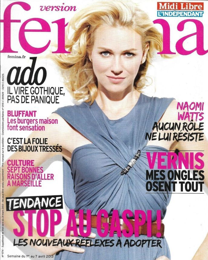 VERSION FEMINA magazine side cover Issue 574 1 April 2013