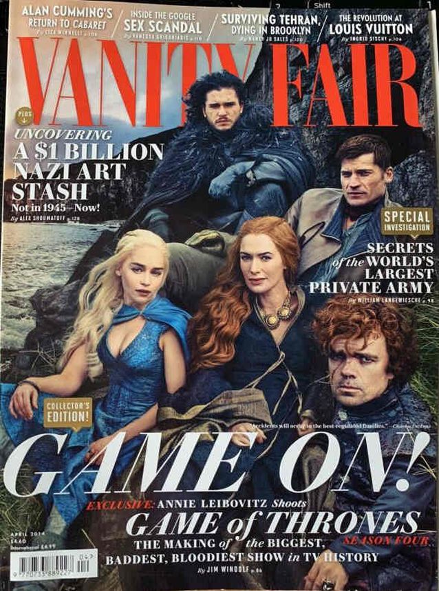 VANITY FAIR UK magazine side cover  April 2014