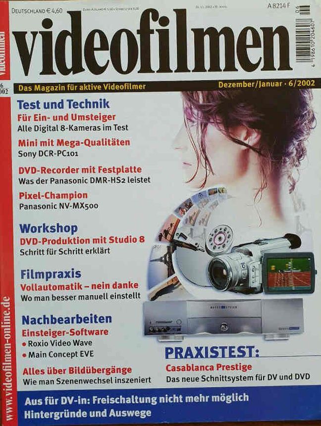 VIDEOFILMEN magazine side cover  December 2002/ January 2003 