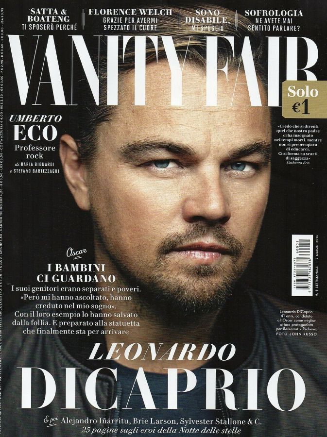 VANITY FAIR (Italy) magazine side cover Issue 8 2 March 2016