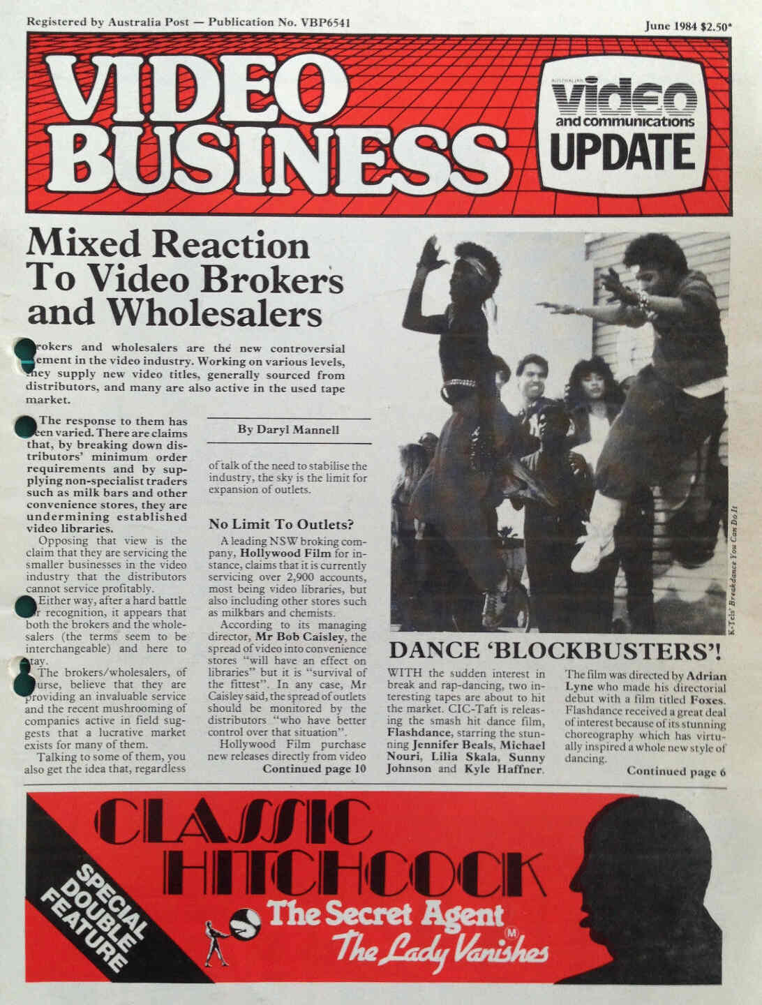 VIDEO BUSINESS (AU) magazine side cover Issue 2 June 1984