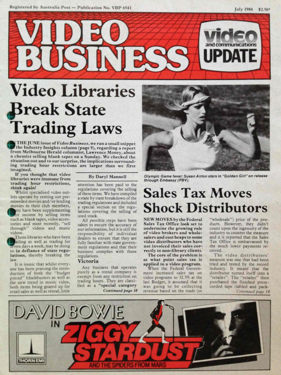 VIDEO BUSINESS (AU) magazine side cover Issue 3 July 1984