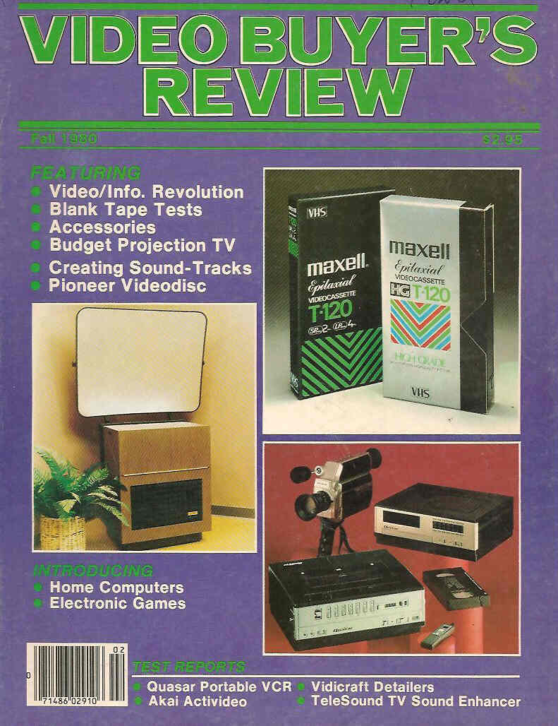 VIDEO BUYERS REVIEW magazine side cover Fall 1980